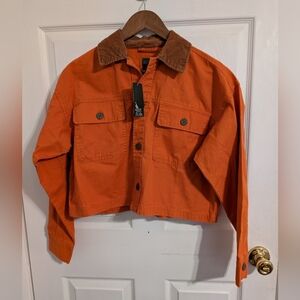 New Wild Fable Womens Jacket Orange Canvas Brown Corduroy Size XS Target